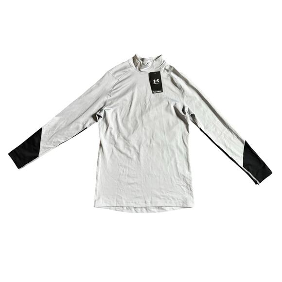 Under Armour Men’s UA Cold Gear Infrared Fitted Mock Turtleneck Gray Black NWT - Picture 1 of 8